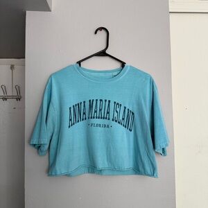Anna Maria Island Cropped Boxy Turquoise T Shirt